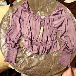 NWT she+sky lavender top size small cropped  silky material beautiful
